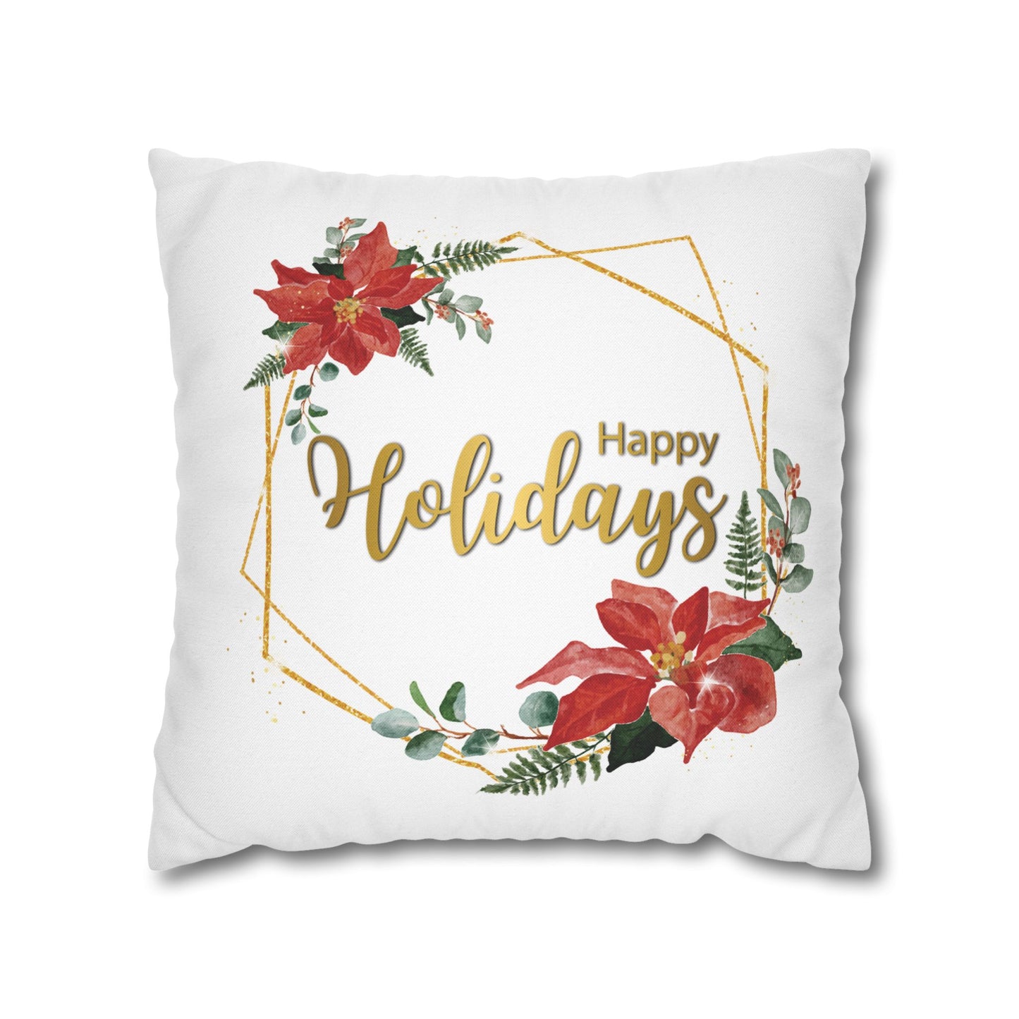 Happy Holidays Festive frame Design Spun Polyester Square Pillowcase