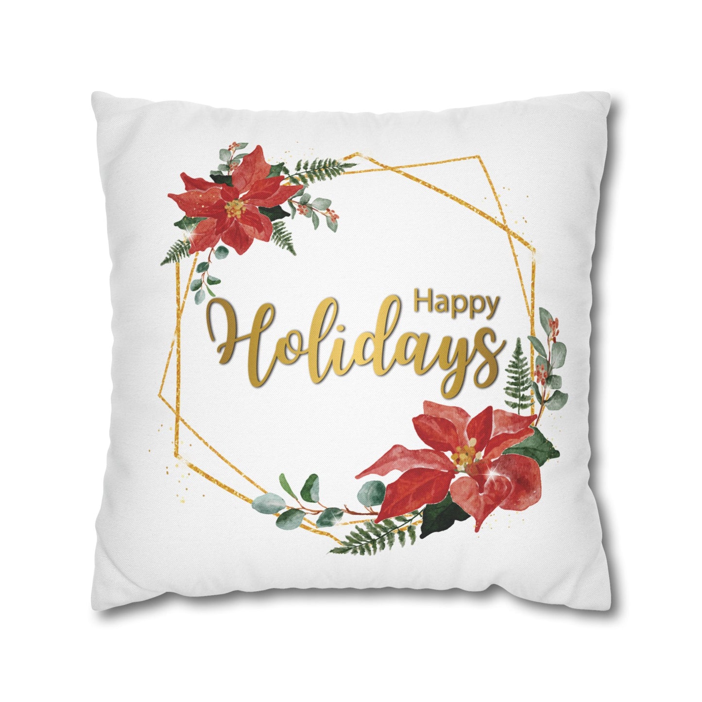 Happy Holidays Festive frame Design Spun Polyester Square Pillowcase