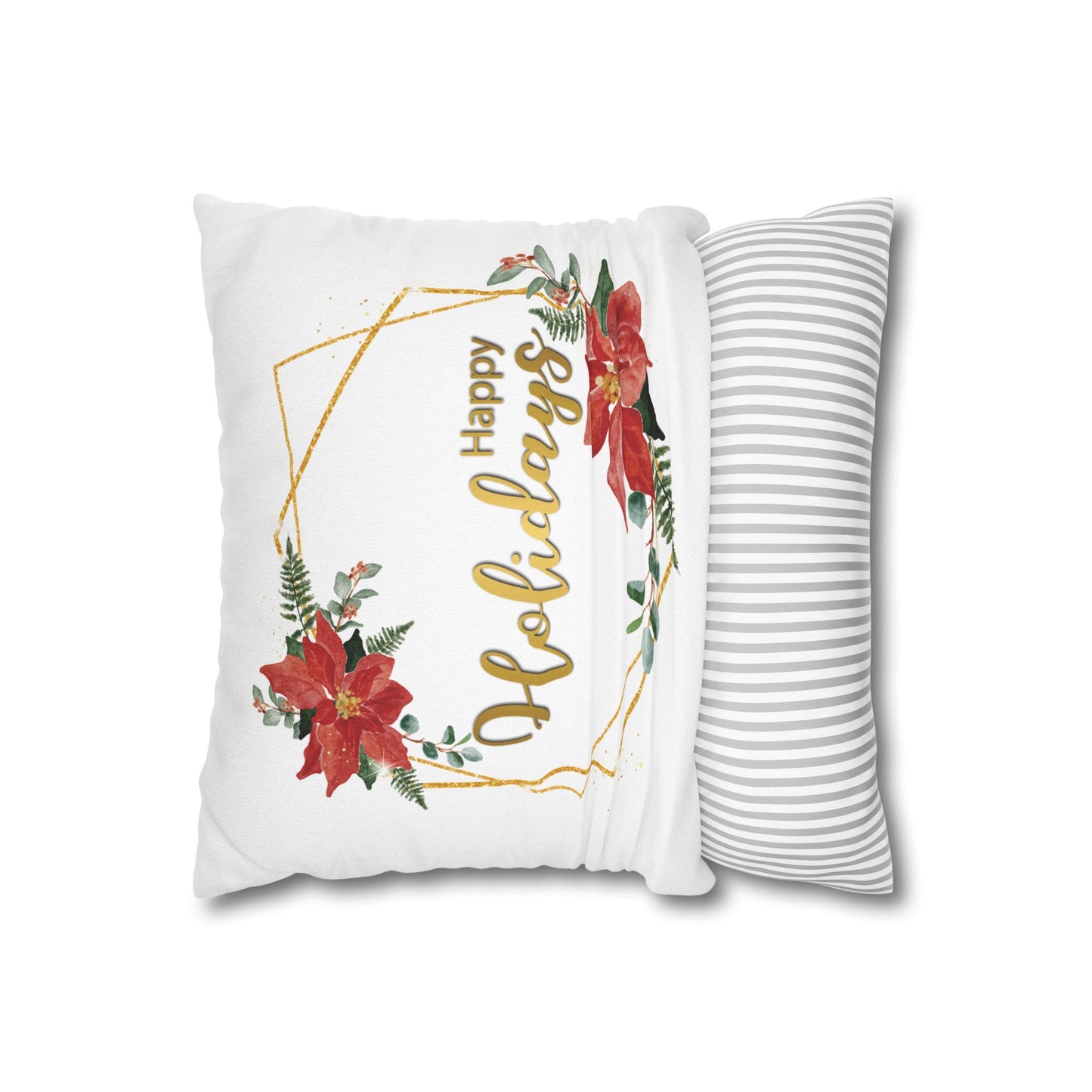 Happy Holidays Festive frame Design Spun Polyester Square Pillowcase