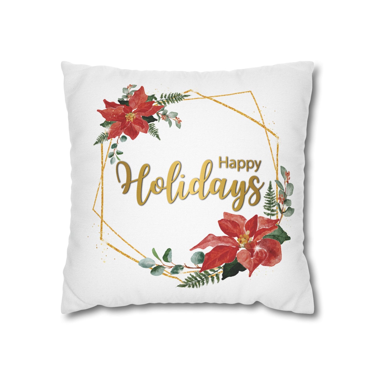 Happy Holidays Festive frame Design Spun Polyester Square Pillowcase