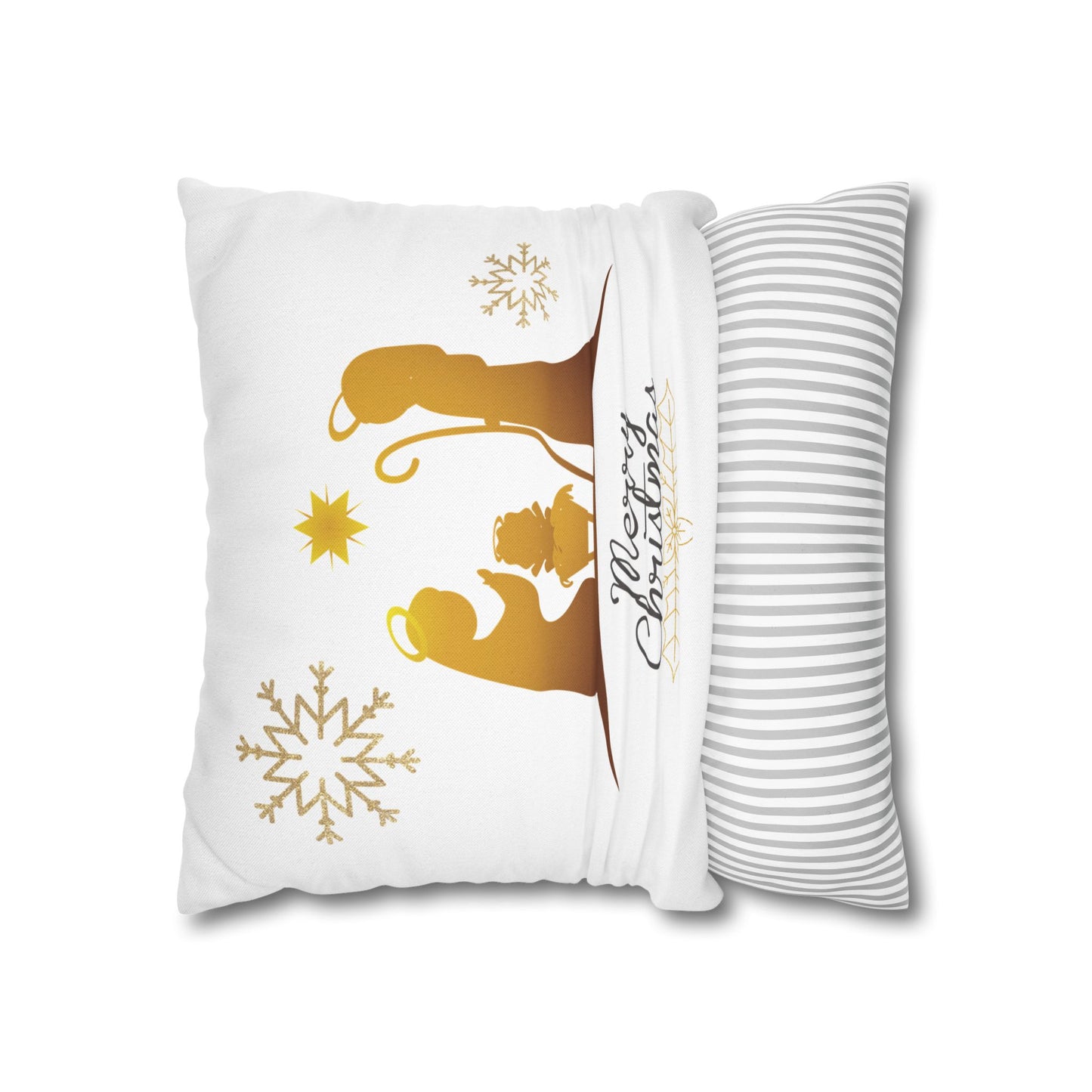 Gold Classic Nativity printed Design Spun Polyester Square Pillowcase