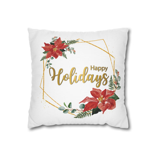 Happy Holidays Festive frame Design Spun Polyester Square Pillowcase