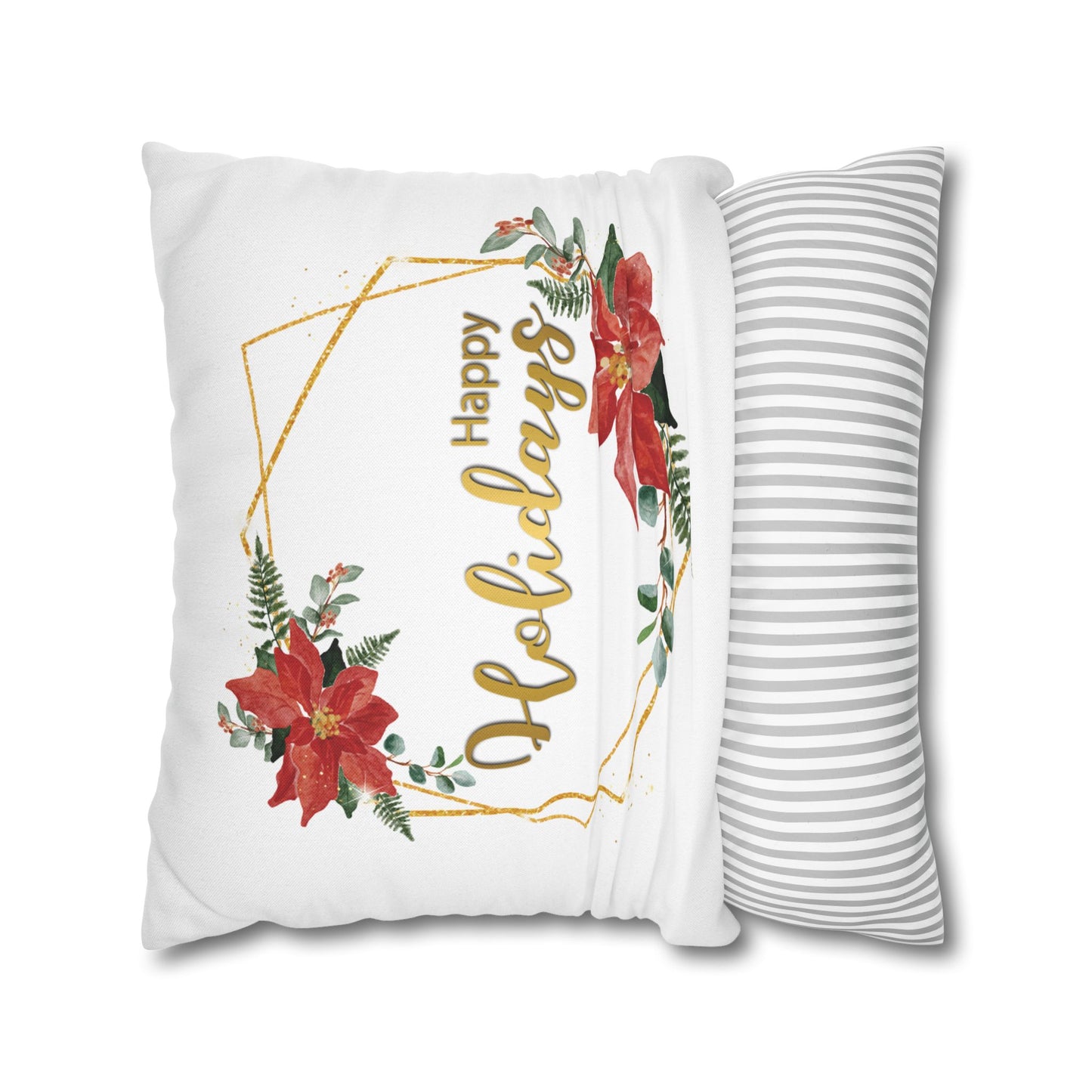 Happy Holidays Festive frame Design Spun Polyester Square Pillowcase