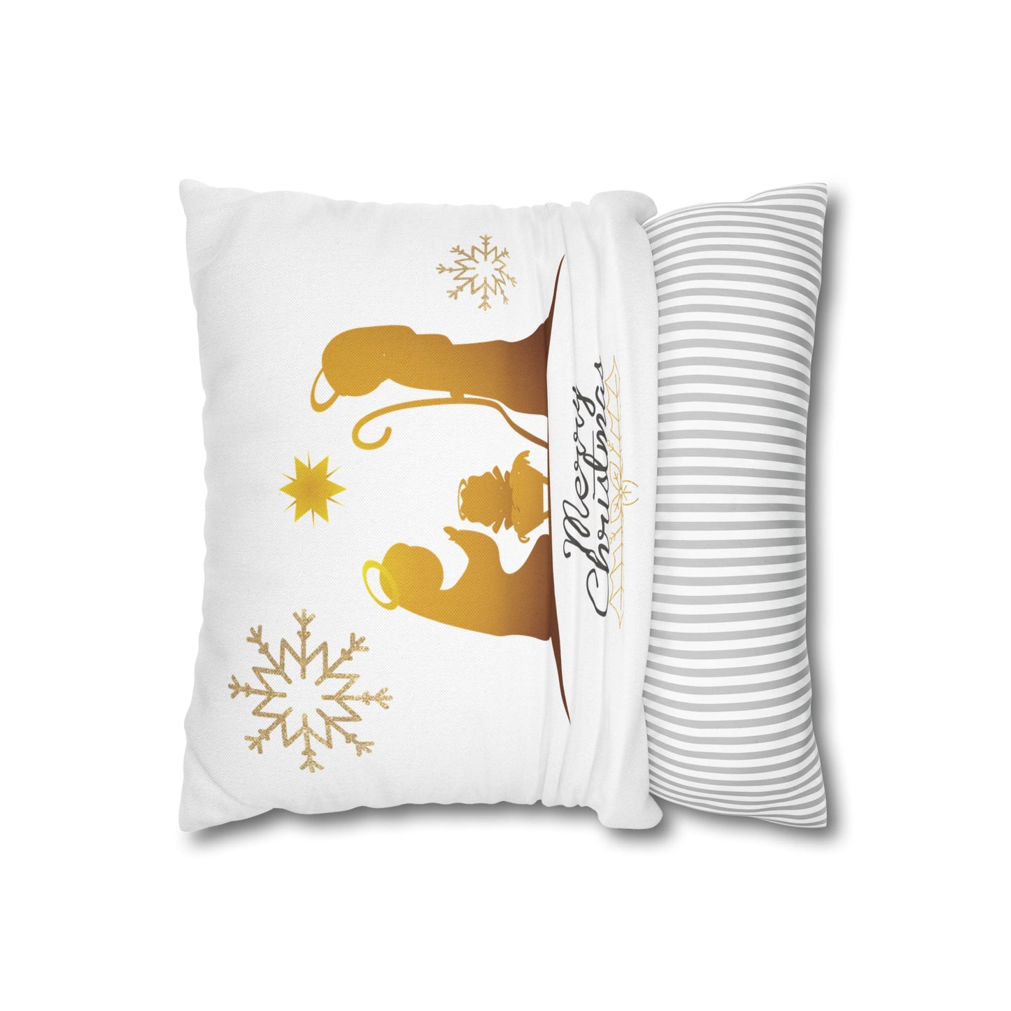 Gold Classic Nativity printed Design Spun Polyester Square Pillowcase