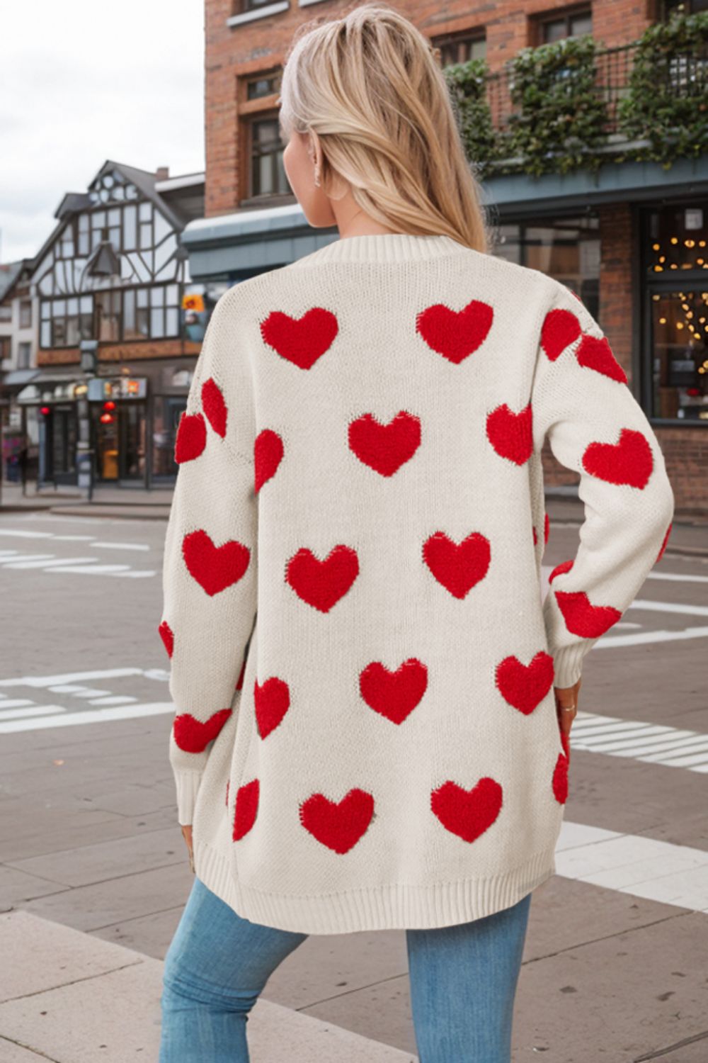 Heart Button Down Long Sleeve Cardigan